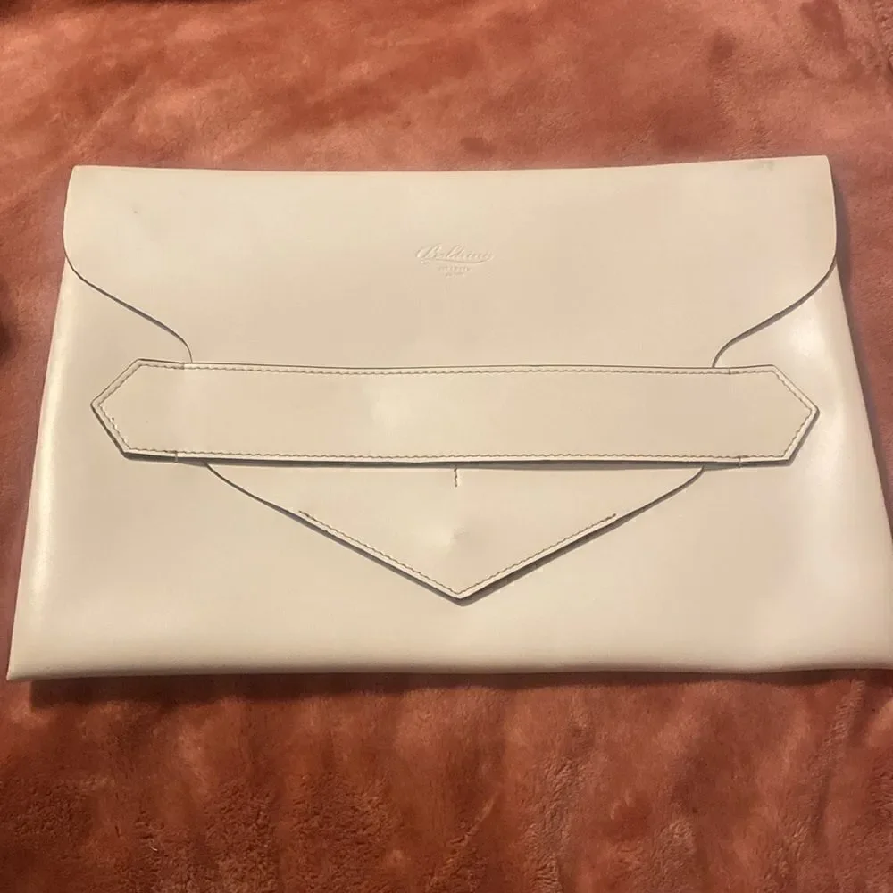 Boldrini Selleria leather envelope clutch White Vacchetta Leather